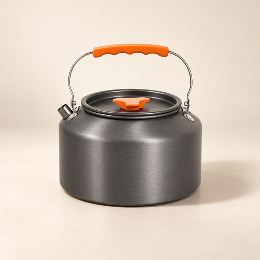 Camping Kettle — Gray & Orange — product view — product illustration