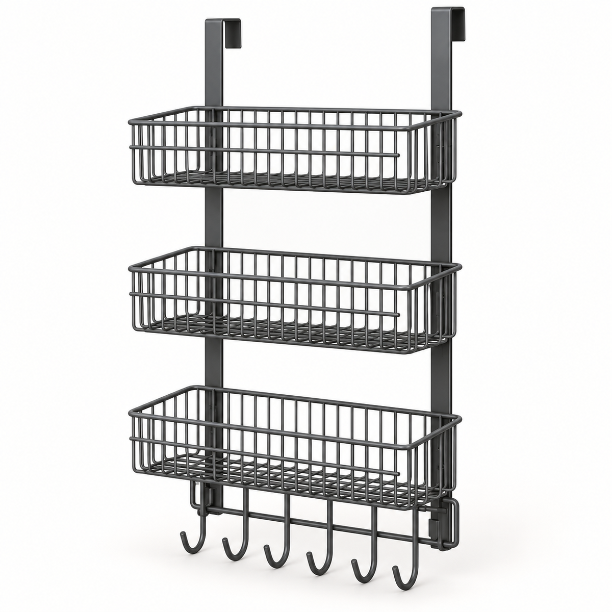 Delunie Three-Tier Refrigerator Side Organizer — Dark Gray — product view — product illustration