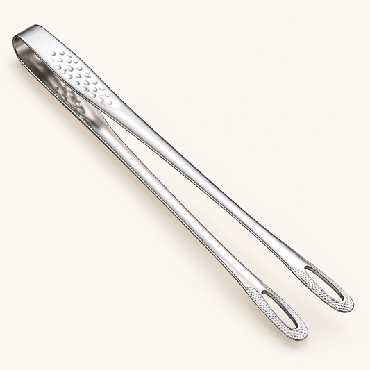 Korean-Style Cooking Tongs — Silver — product view — product illustration