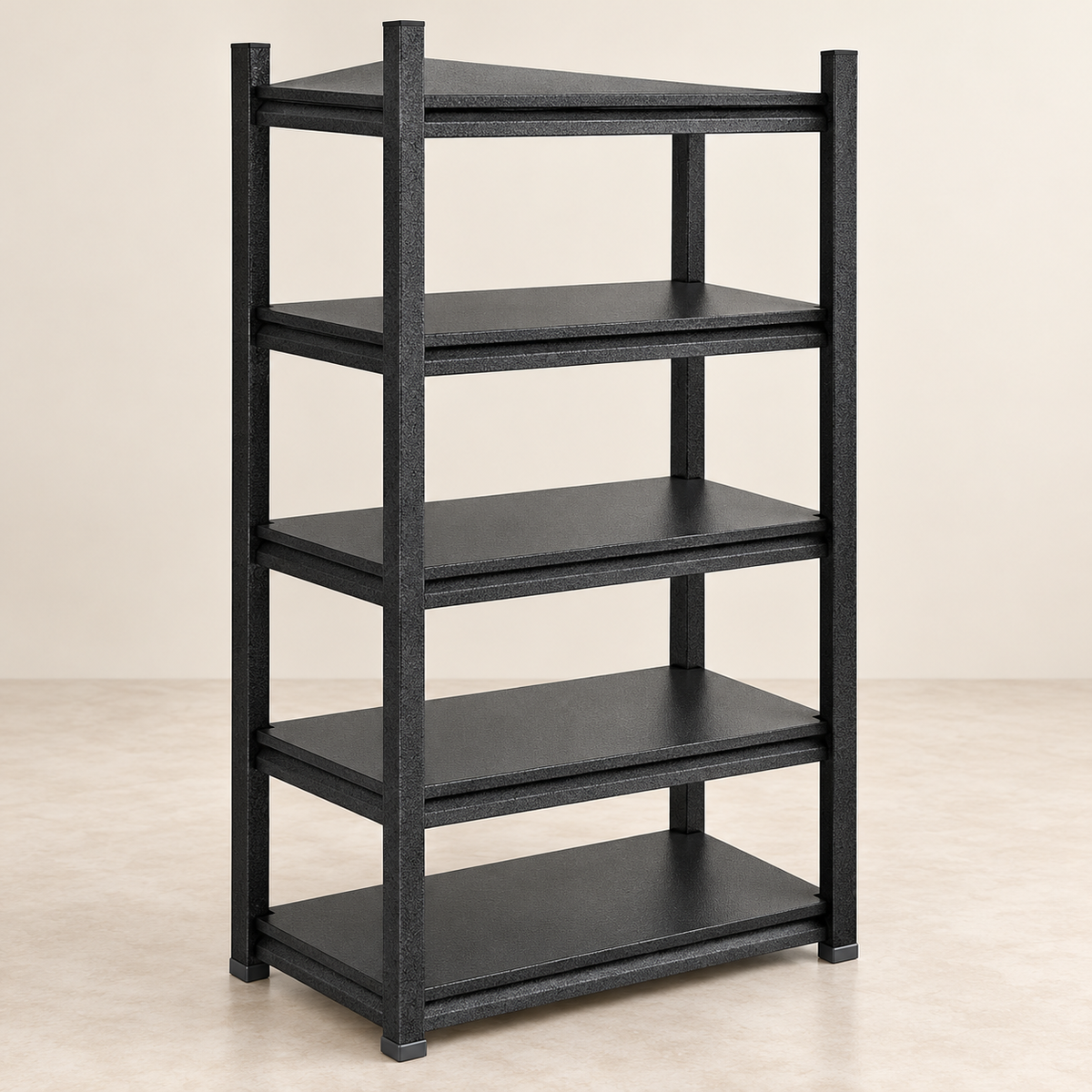 Black Five Shelf Kitchen Storage Rack — product view — product illustration