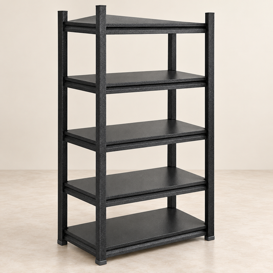Black Five Shelf Kitchen Storage Rack — product view — product illustration