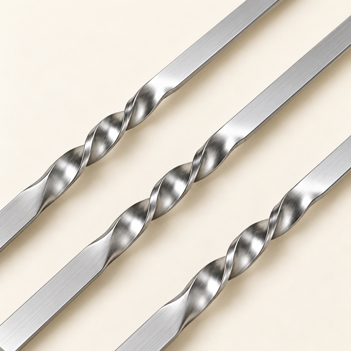 Flat Metal Barbecue Skewers — detail — product illustration