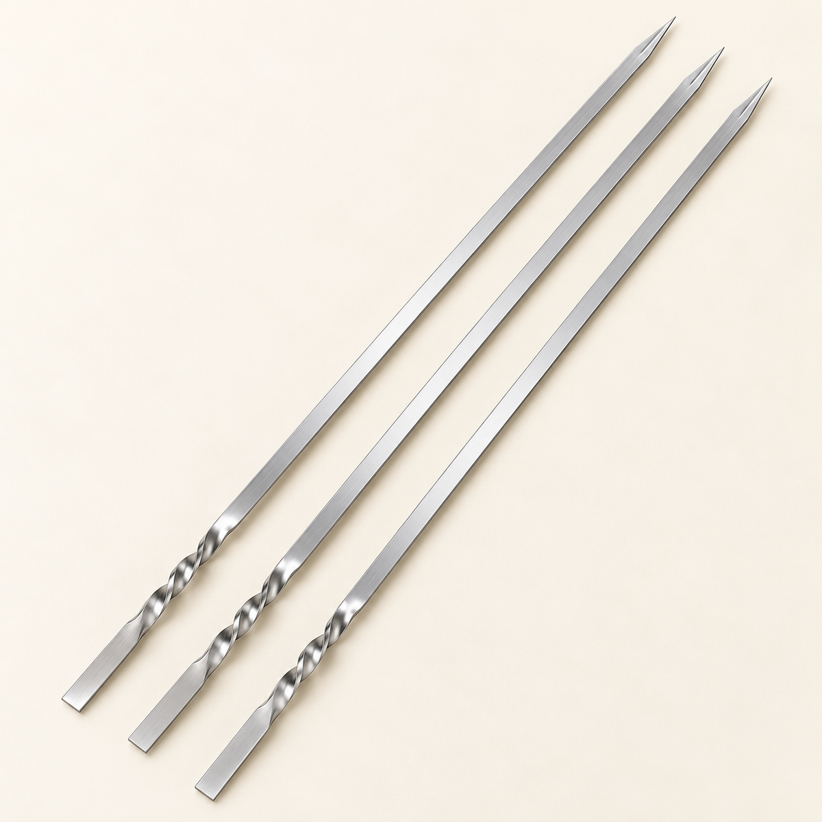 Flat Metal Barbecue Skewers — product view — product illustration