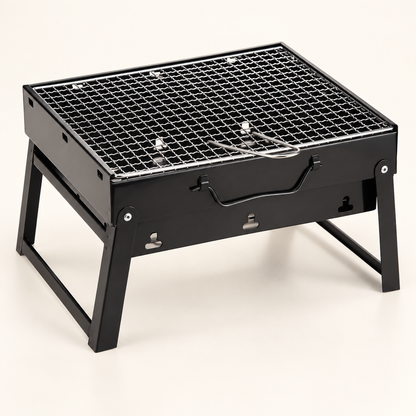 Compact Black Folding Charcoal Grill — product view — product illustration