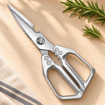 Metal Kitchen Shears — styled scene — product illustration